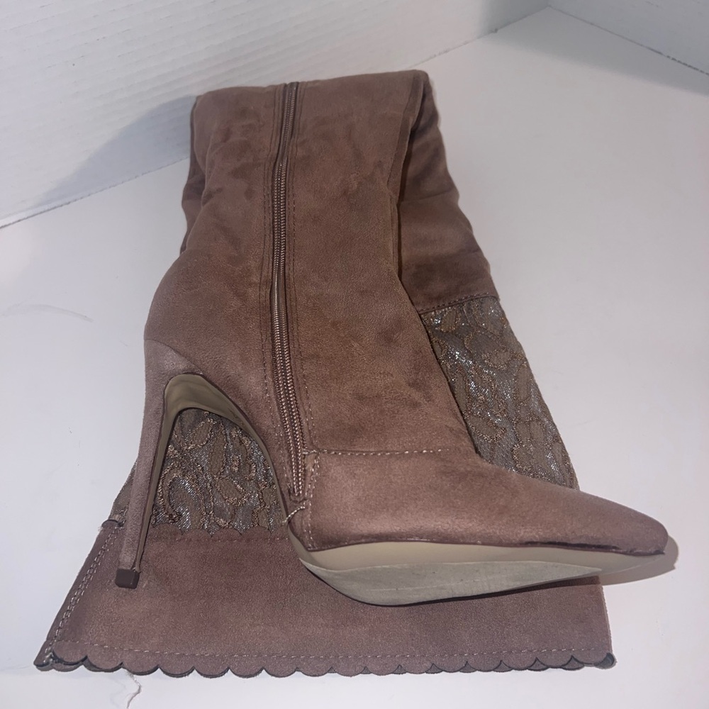 Over-the-Knee Stiletto Boots in Taupe - Picture 6 of 8